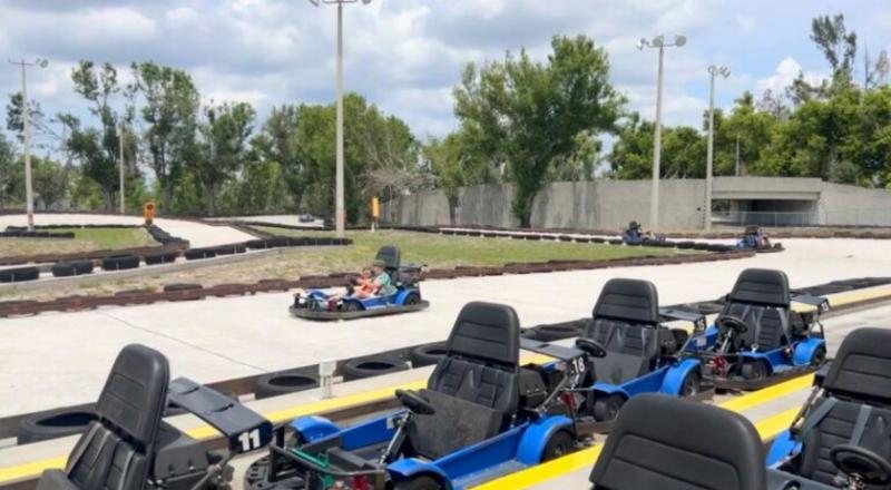 Go-karts on a family fun park track